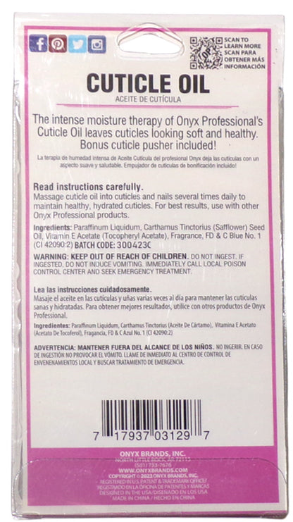 ONYX Professional CUTICLE OIL + Cuticle Pusher INTENSE MOISTURE THERAPY Set