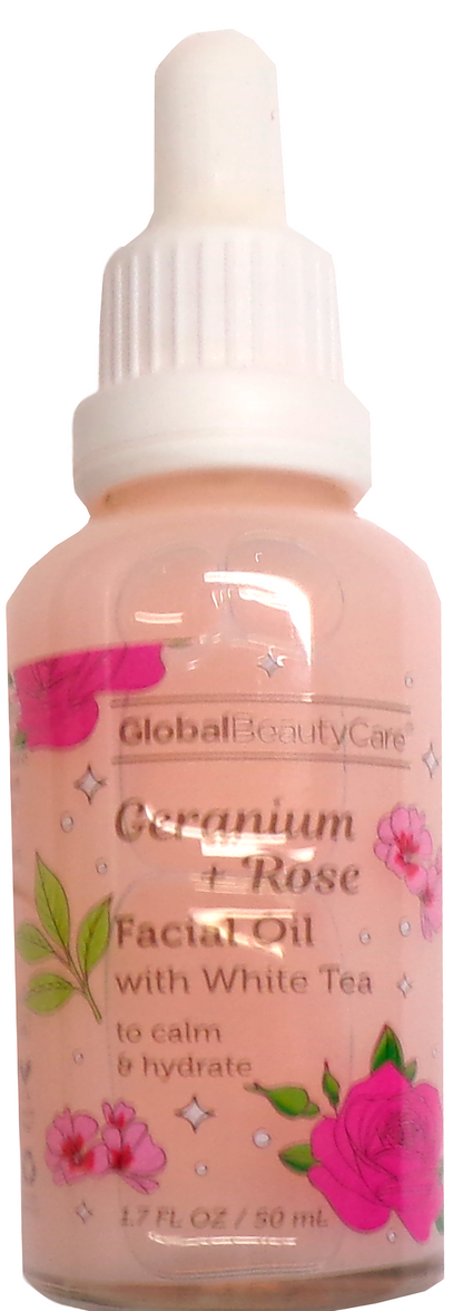Global Beauty Care Geranium Rose Facial Oil White Tea 1.7oz Hydrating