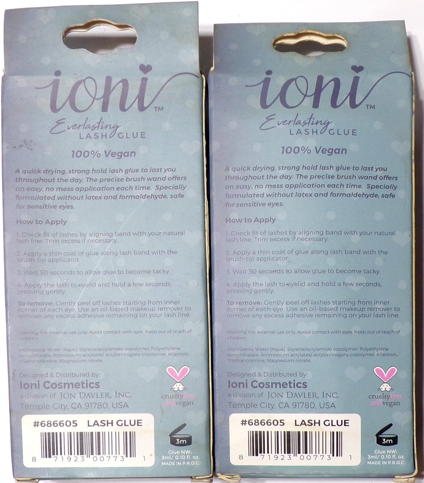 Ioni Everlasting Lash Glue 100% Vegan New in Box #686605 (Set of 2)