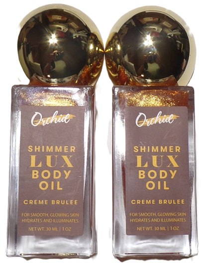 Orchid Shimmer Lux Body Oil Gold Creme Brulee 30 ml Hydrates Illuminates (Set)