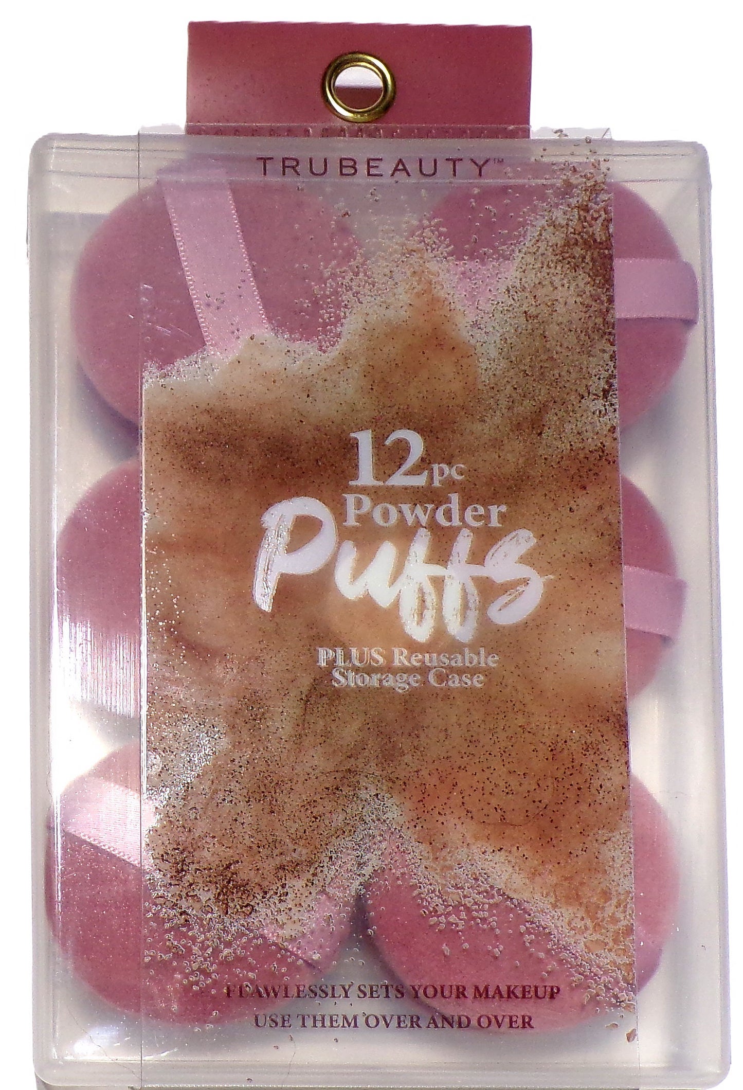 TruBeauty Makeup Powder Puffs 12 Pc Mauve For Face Plus Reusable (Set of 2)