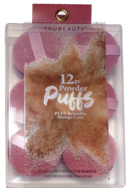 TruBeauty Makeup Powder Puffs 12 Pc Mauve For Face Plus Reusable (Set of 2)