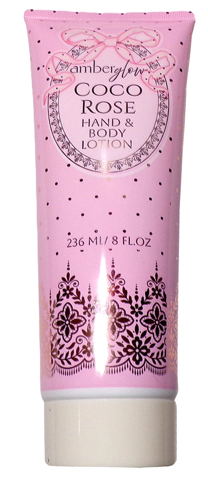 Amberglow Hand & Body Lotions: Pink Vanilla, Crème Caramel & Coco Rose 8oz.