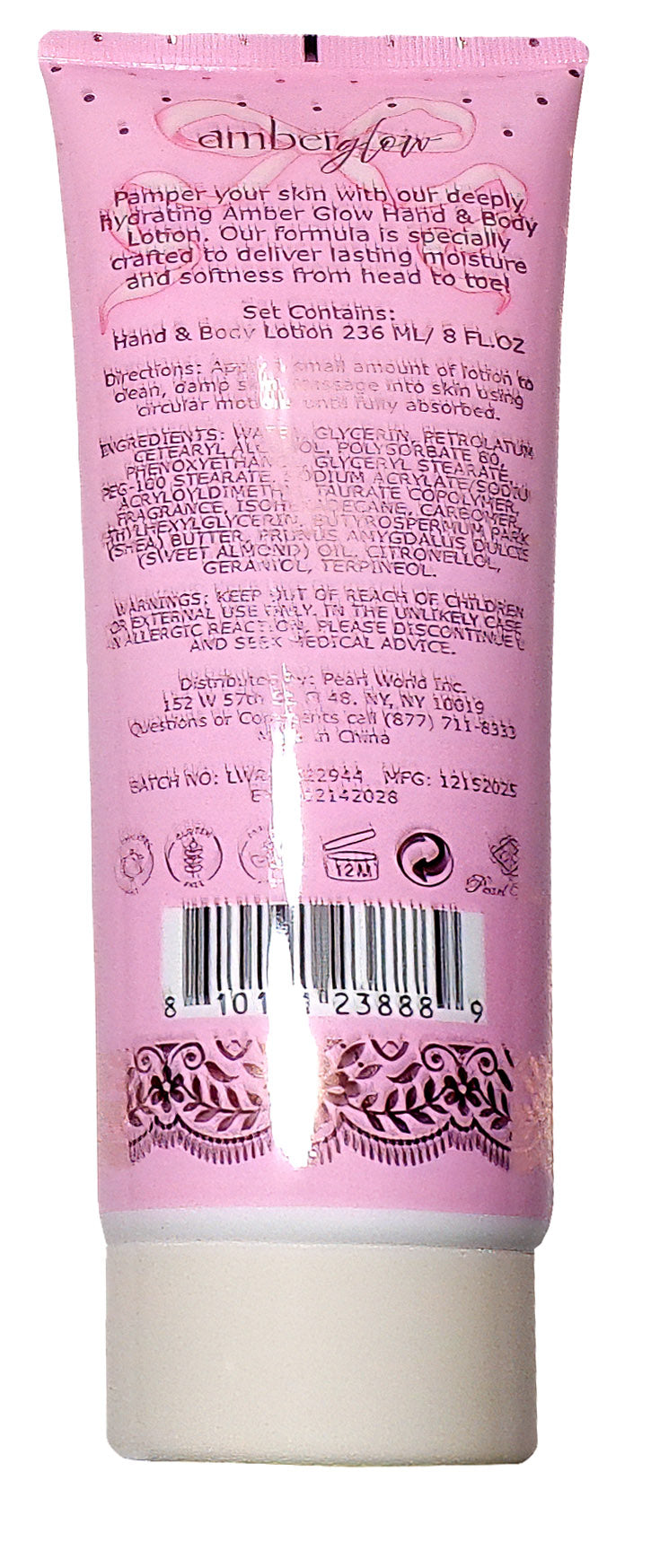 Amberglow Coco Rose Hand& Body Lotion 8 FL oz (Set of 2)
