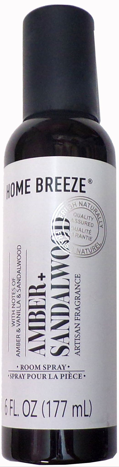 Home Breeze Amber + Sandalwood Room Spray Artisan Fragrance 6 fl oz (Set of 2)