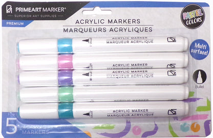 Primeart Market Acrylic Markers 5 Pastel Colors