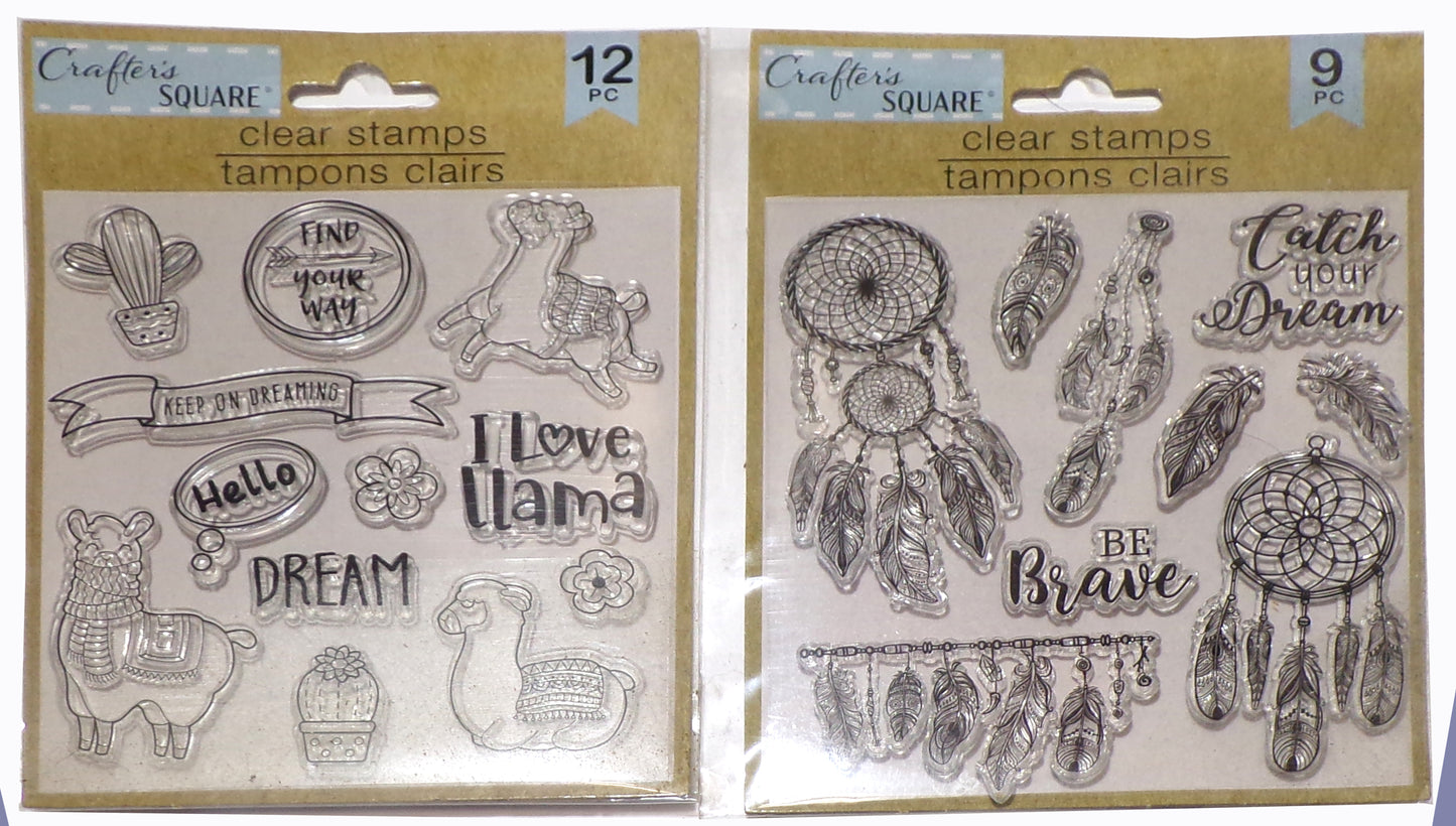 Crafter's Square Photopolymer Clear Stamps 12 pc each (Set of 2)