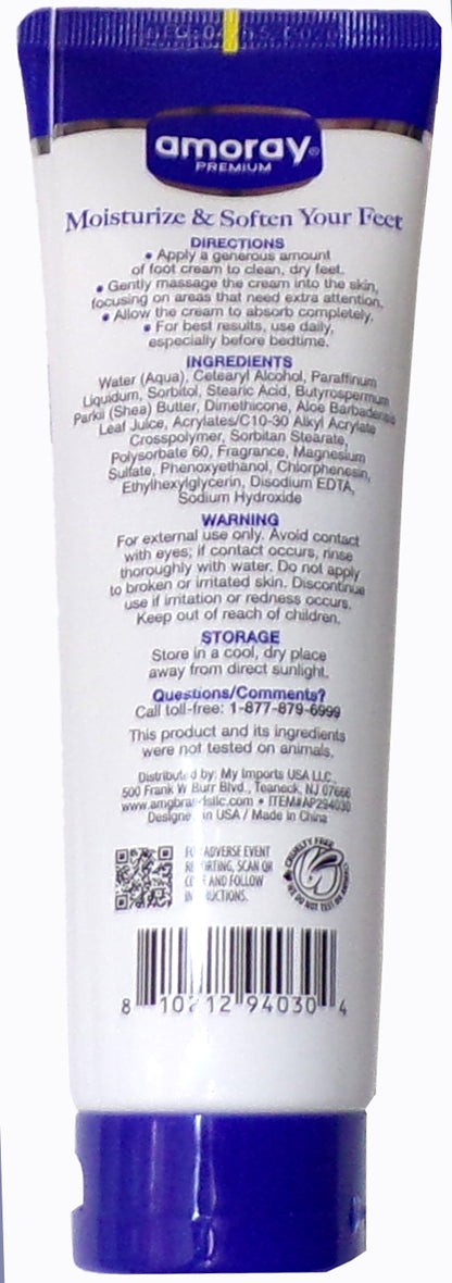 Amoray Premium Foot Cream with Epsom Salt Shea Butter Aloe Moisturize 5 oz