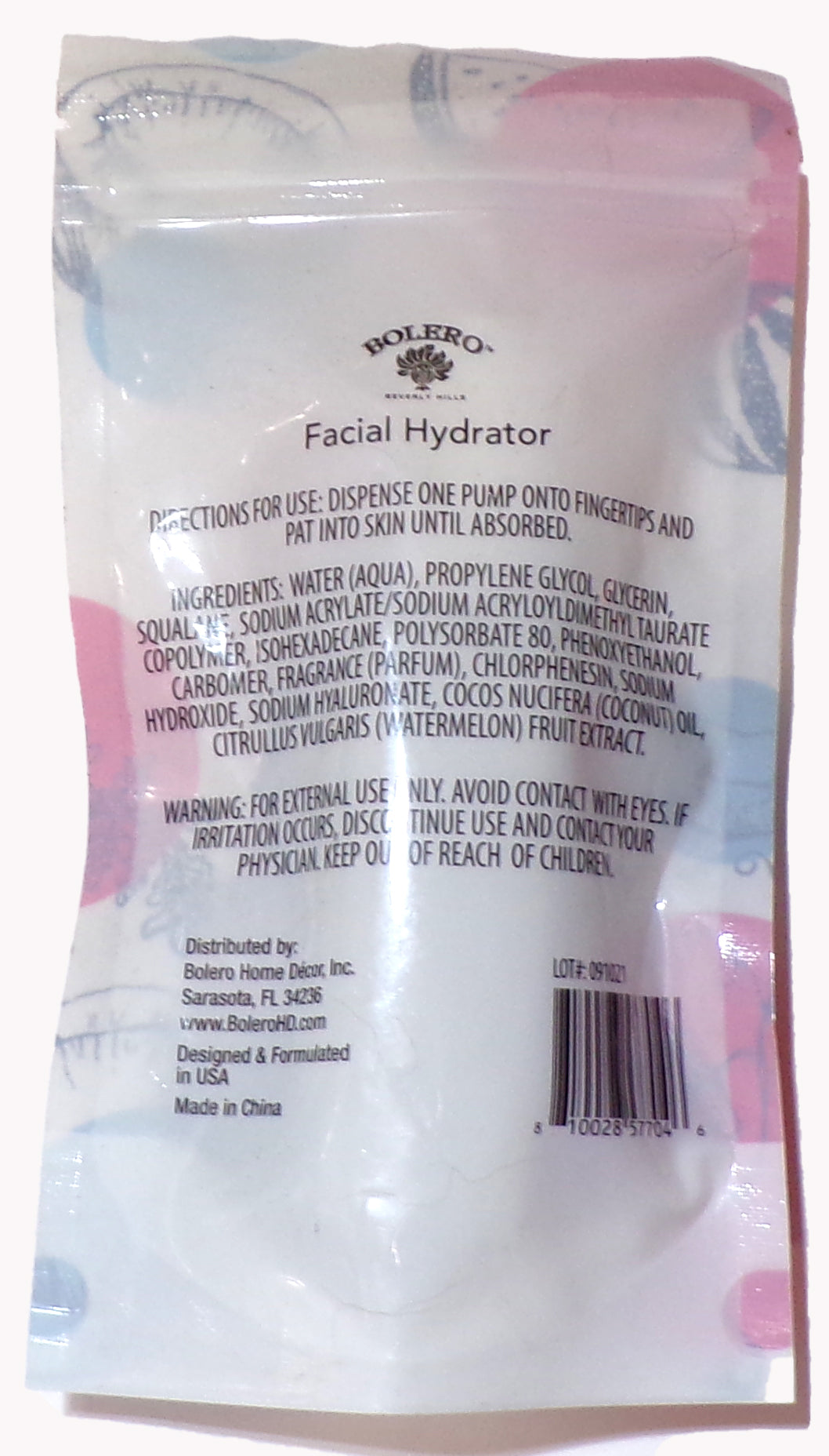 Bolero Facial Hydrator - Watermelon & Coconut Oil 1.7fl oz.