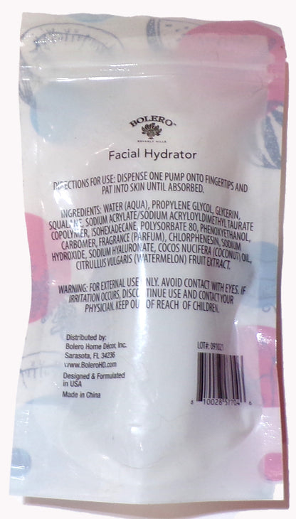 Bolero Facial Hydrator - Watermelon & Coconut Oil 1.7fl oz.