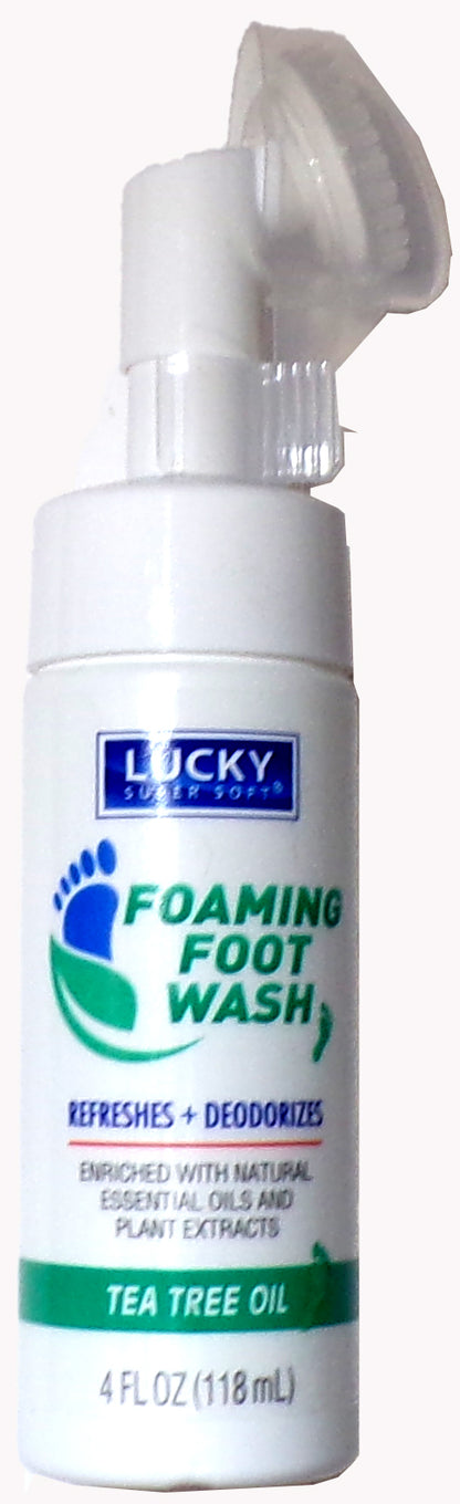 Lucky Super Soft Foaming Foot Wash Tea Tree Oil Deodorizes 4 fl oz (Set of 2)