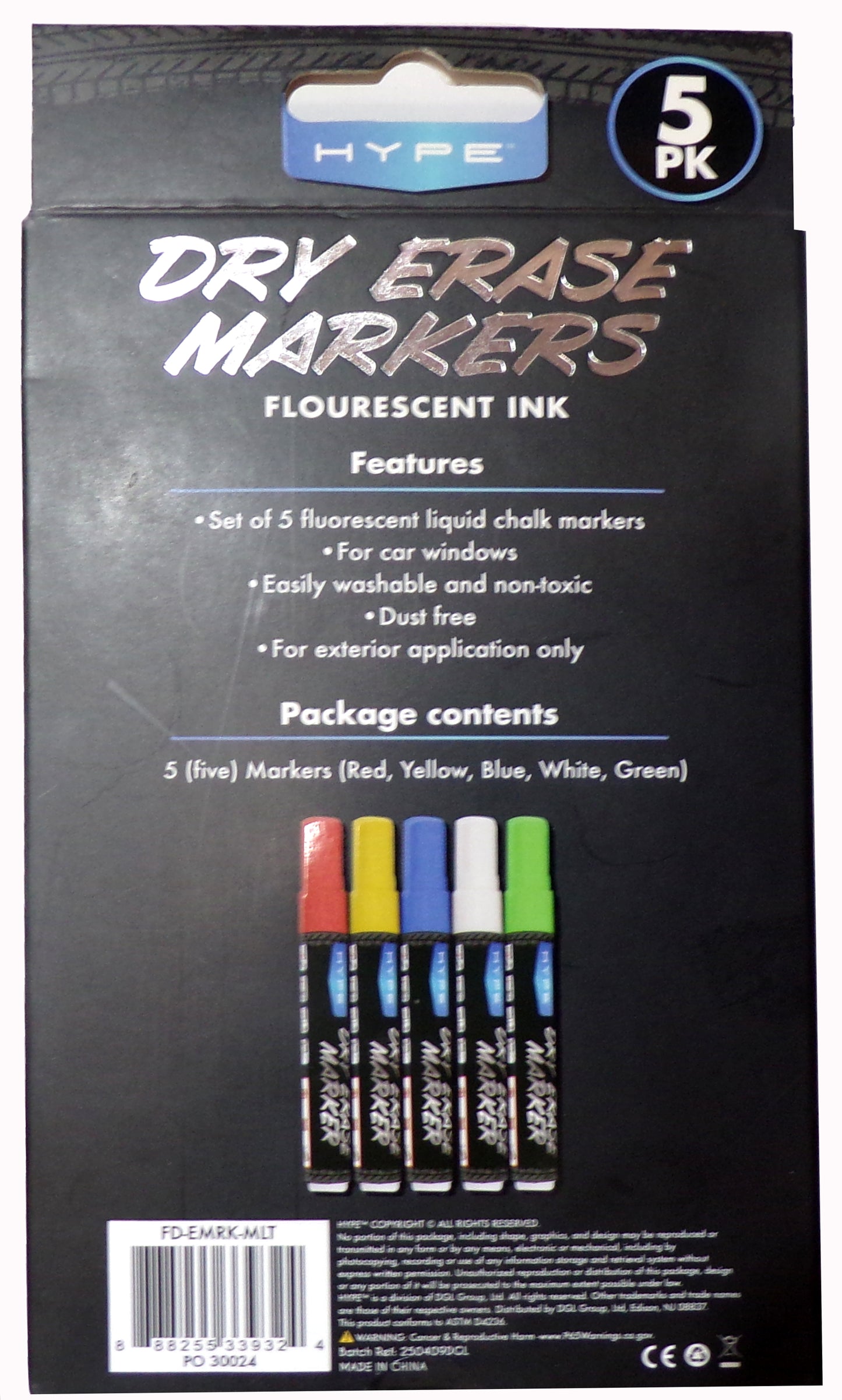 Hype Fluorescent Dry Erase Markers (5-Pack)