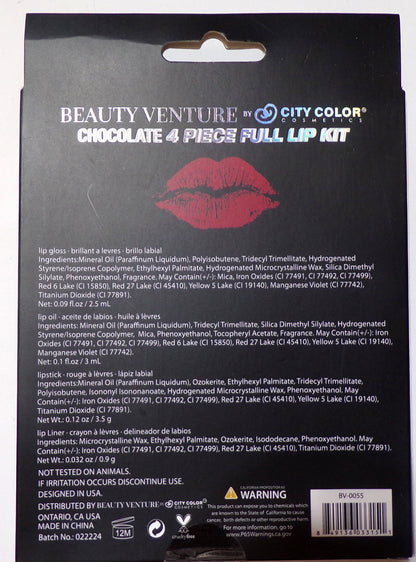 Beauty Venture Chocolate 4 Piece Full Lip Kit (Set of 2)