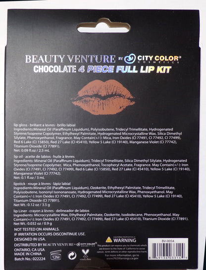Beauty Venture Chocolate 4 Piece Full Lip Kit (Brown/Nude Shades)