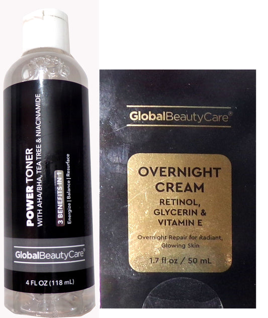 Global Beauty Care Power Toner with AHA/BHA, Tea Tree & Niacinamide (Set of 2)
