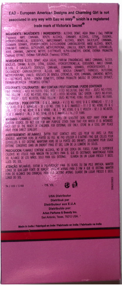 EAD European American Designs Charming Girl Eau De Toilette Spray 2.5 Fl.