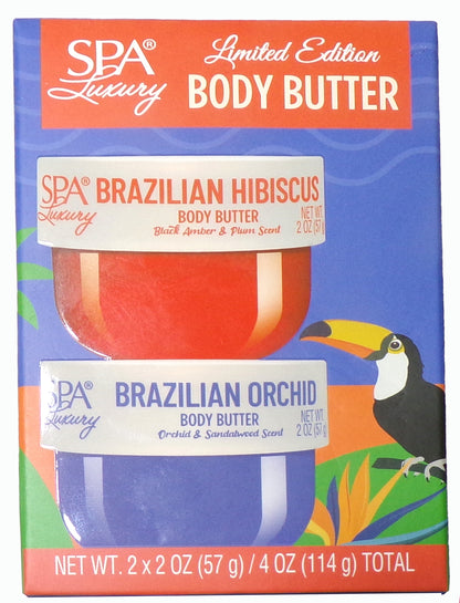 SPA Luxury Limited Edition Body Butter Duo, Black Amber & Orchid Set, 4 oz.