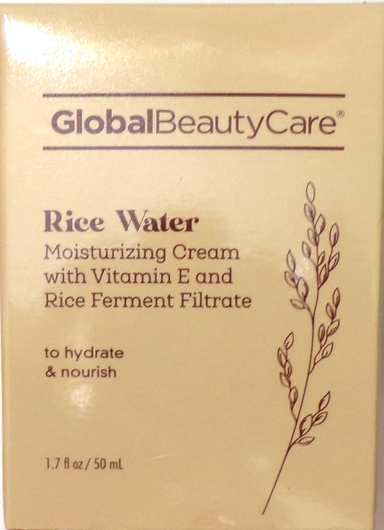 Global Beauty Care Rice Water Moisturizing Cream with Vitamin E and Rice Ferment