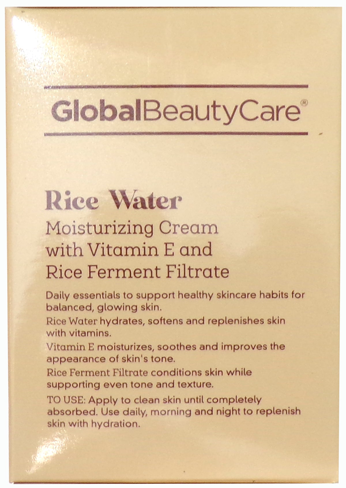 Global Beauty Care Rice Water Moisturizing Cream with Vitamin E and Rice Ferment