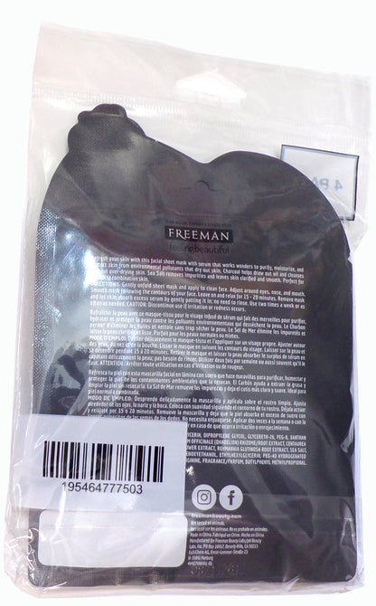 FREEMAN Feeling Beautiful Detoxifying Charcoal Sea Salt Sheet Mask 4-Pack