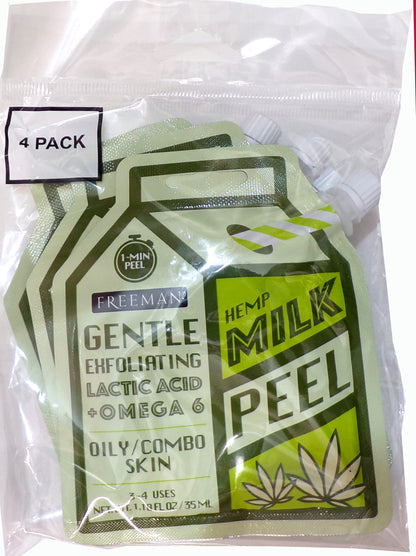 Freeman Gentle Exfoliating Lactic Acid + Omega 6 Oily/Combo Skin Hemp Milk Peel 4- pack
