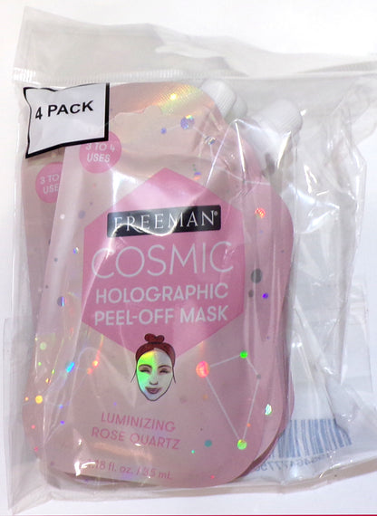 FREEMAN Cosmic Holographic Peel Off Mask Luminizing Rose Quart 0.33 oz 4- pack
