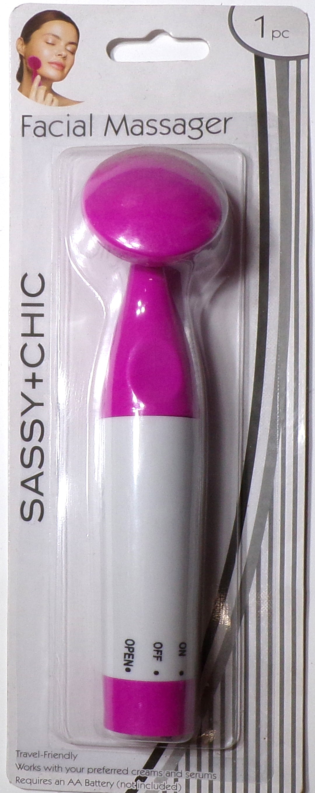 Sassy + Chic Battery-Operated Facial Massager, 1 pc (Pink)
