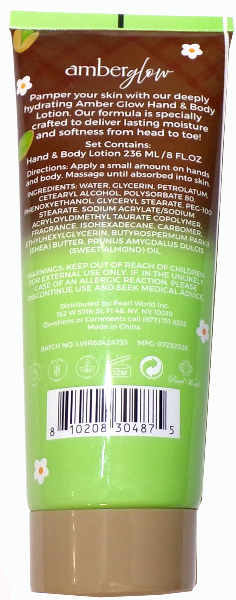 Amber Glow Pistachio Chocolate Fragrance Hand & Body Lotion, 8 FL OZ (3-Pack)