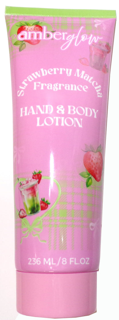 Amber Glow Strawberry Matcha Fragrance Hand & Body Lotion, 8 FL OZ (3-Pack)