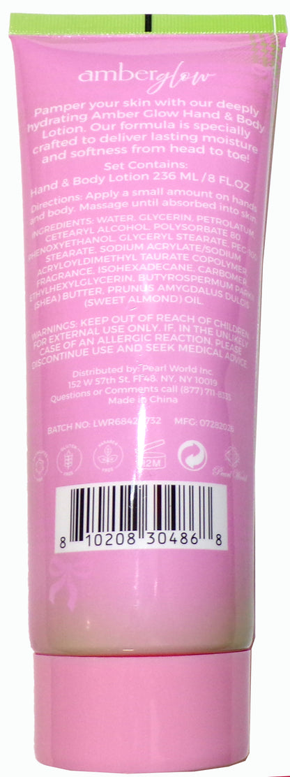 Amber Glow Strawberry Matcha Fragrance Hand & Body Lotion, 8 FL OZ (3-Pack)