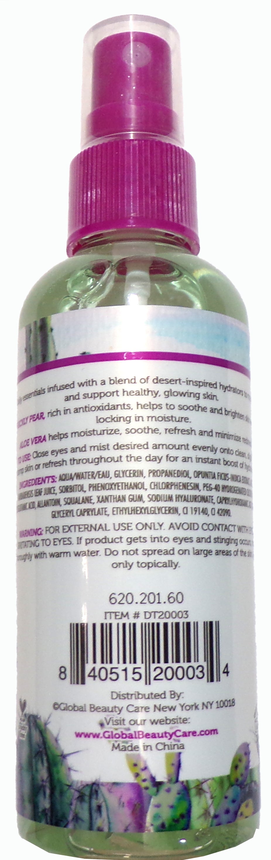 Global Beauty Care Cactus Quench Facial Hydrator Mist with Prickly Pear & Aloe