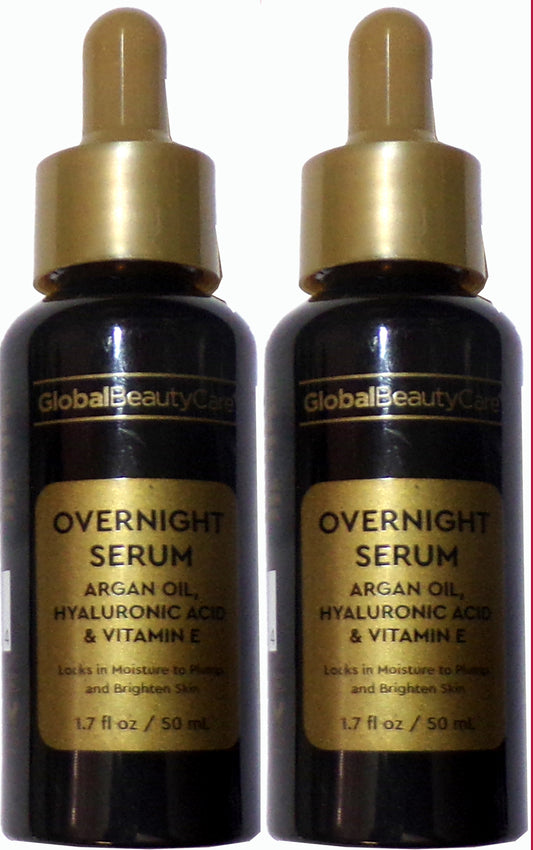 Global Beauty Care Overnight Serum with Argan Oil, Hyaluronic Acid & Vitamin E