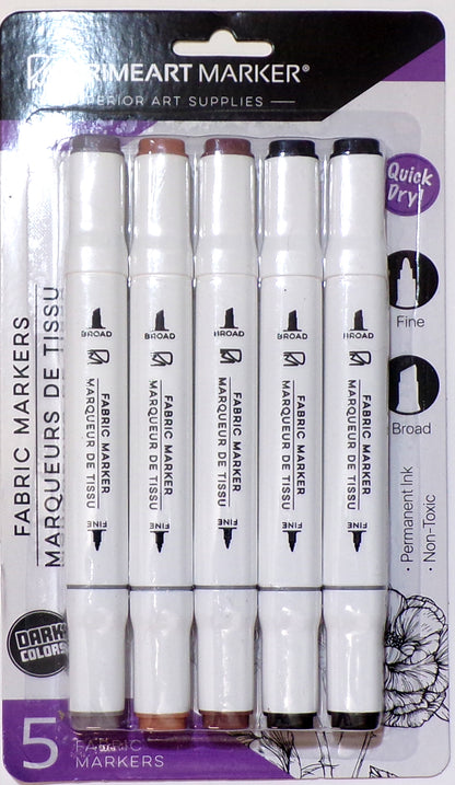 PRIMEART MARKER Premium Dark Fabric Markers 2-Pack, 10 Count - Dark Colors