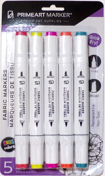 PRIMEART MARKER Premium Neon Fabric Markers 2-Pack, 10 Count - Neon Colors