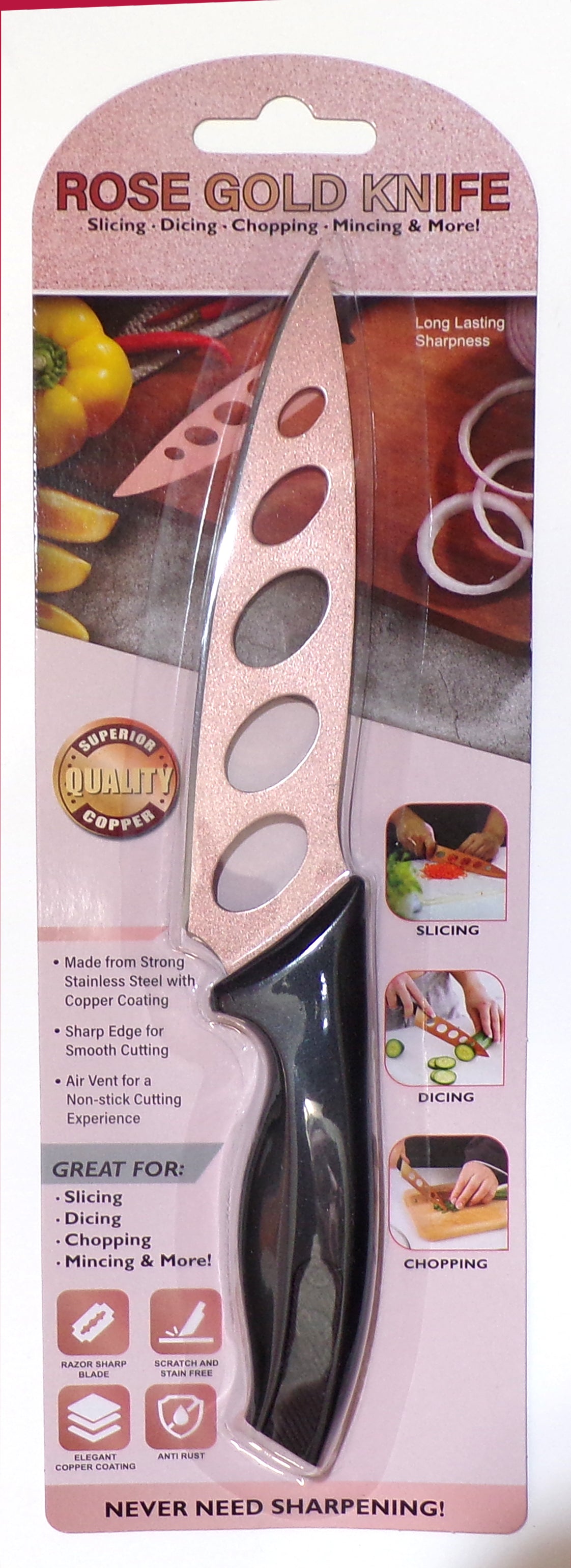 Pinnacle Brands Diamond Tuff & Rose Gold Kitchen Knife Combo Set, 2 pc