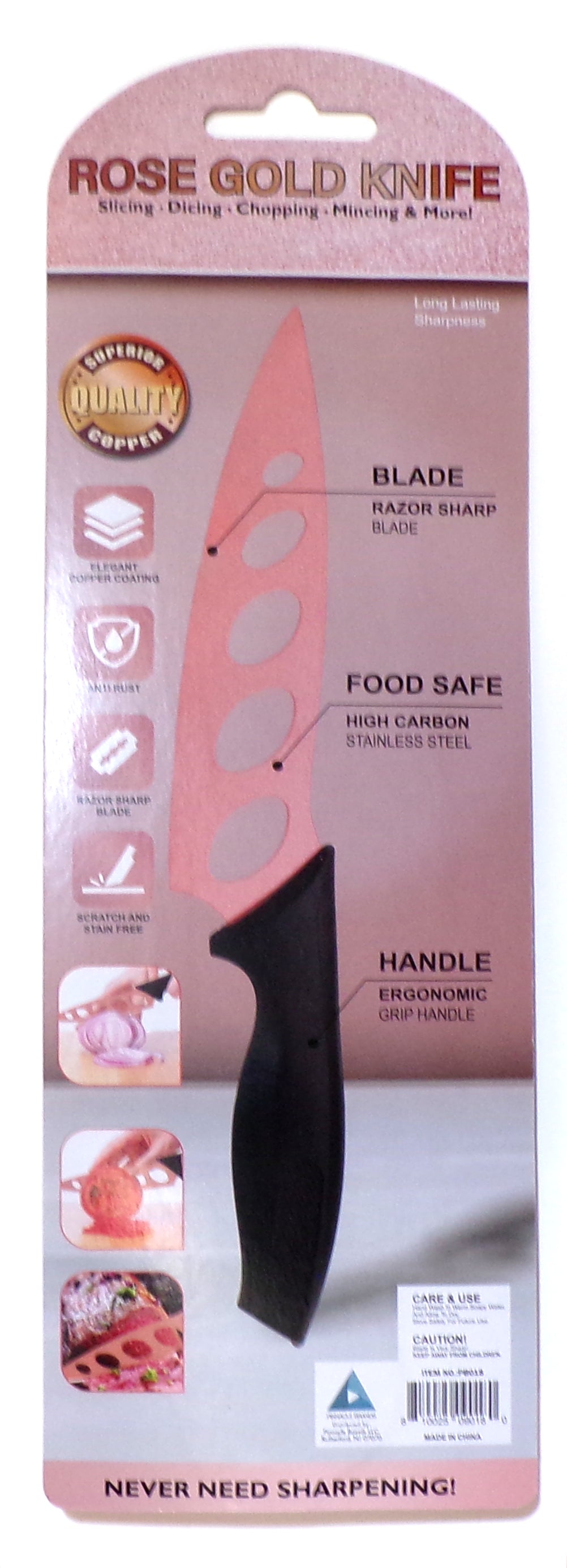Pinnacle Brands Diamond Tuff & Rose Gold Kitchen Knife Combo Set, 2 pc
