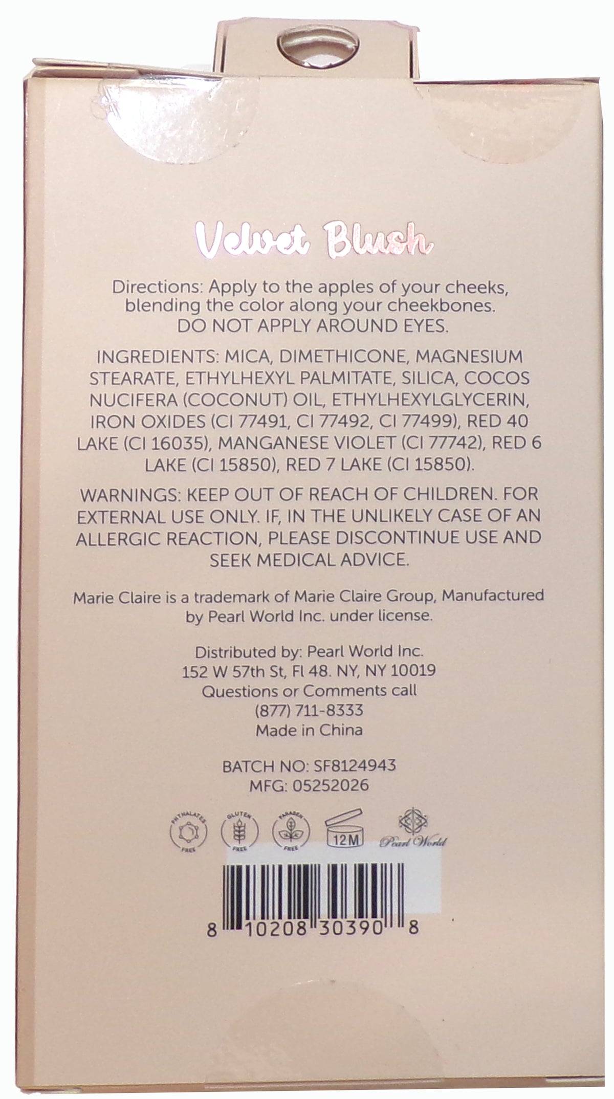 marie claire Paris Velvet Blush, 0.18 oz (Honey Moon)