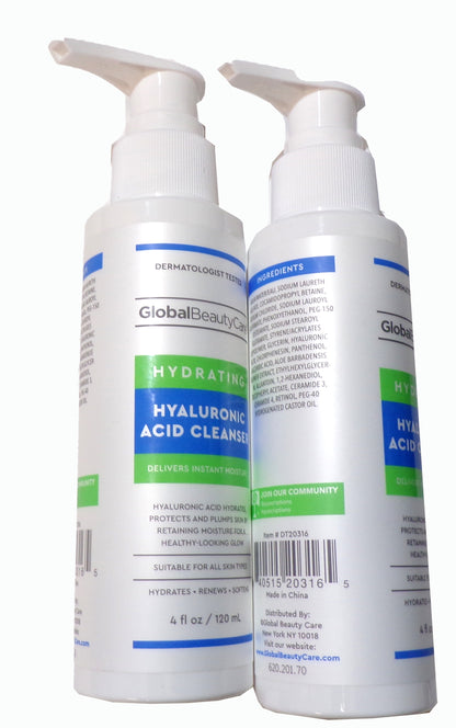 Global Beauty Care Hydrating Hyaluronic Acid Cleanser 2-Pack, 4fl oz