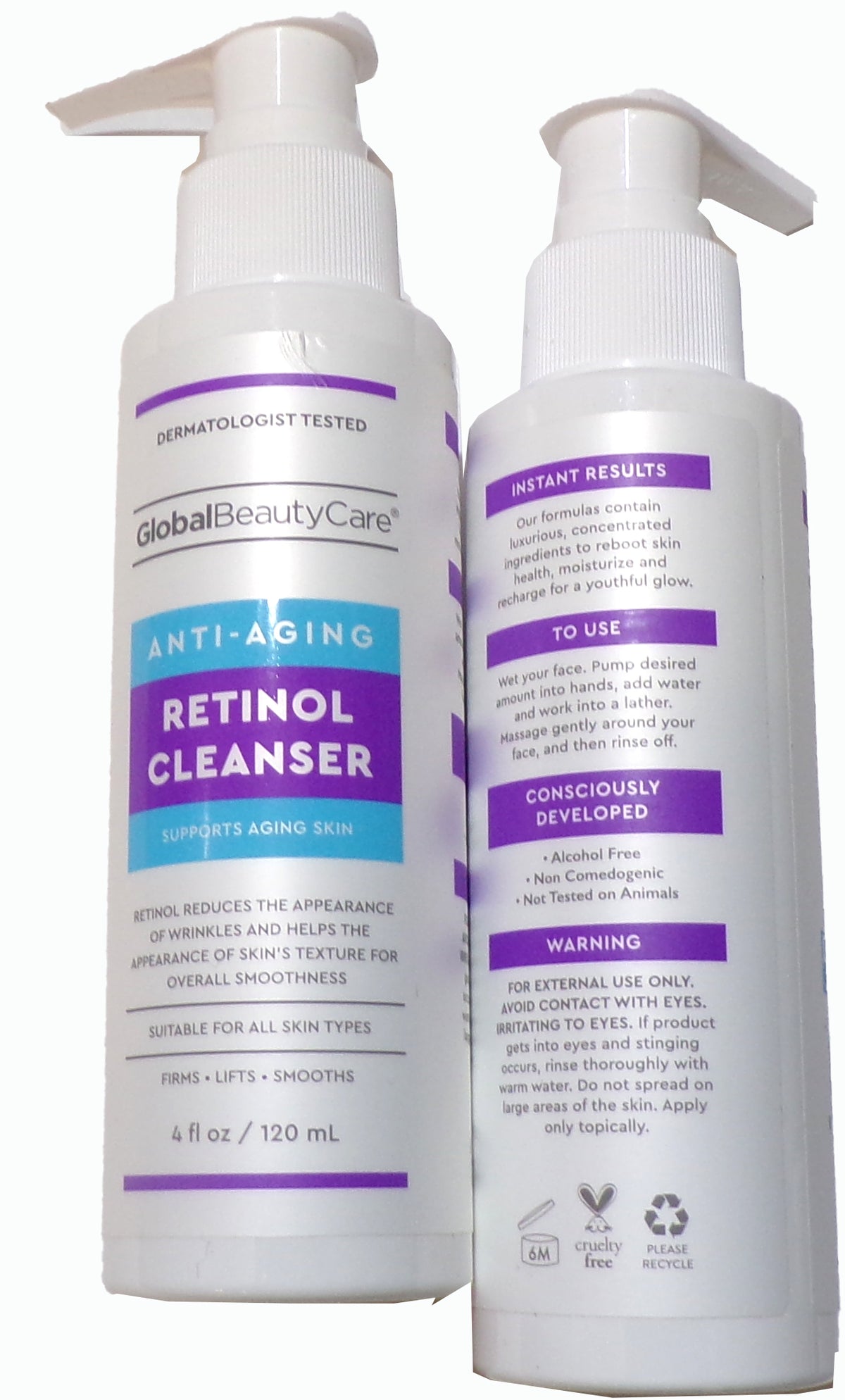 Global Beauty Care Anti-Aging Retinol Cleanser 2-Pack, 4fl oz