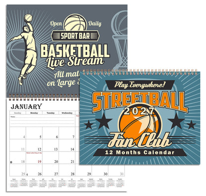 2027 Spiral-bound Wall Calendar (Basketball) - 12 Months Desktop/Wall Calendar/Planner (Copy)