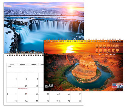 2027 Spiral-bound Wall Calendar (Sunset&Sunrise) - 12 Months Desktop/Wall Calendar/Planner