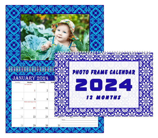 2024 Photo Frame Wall Spiral-bound Calendar (Add Your Own Photos) - 12 Months Desktop/Wall Calendar/Planner - (Edition #07)