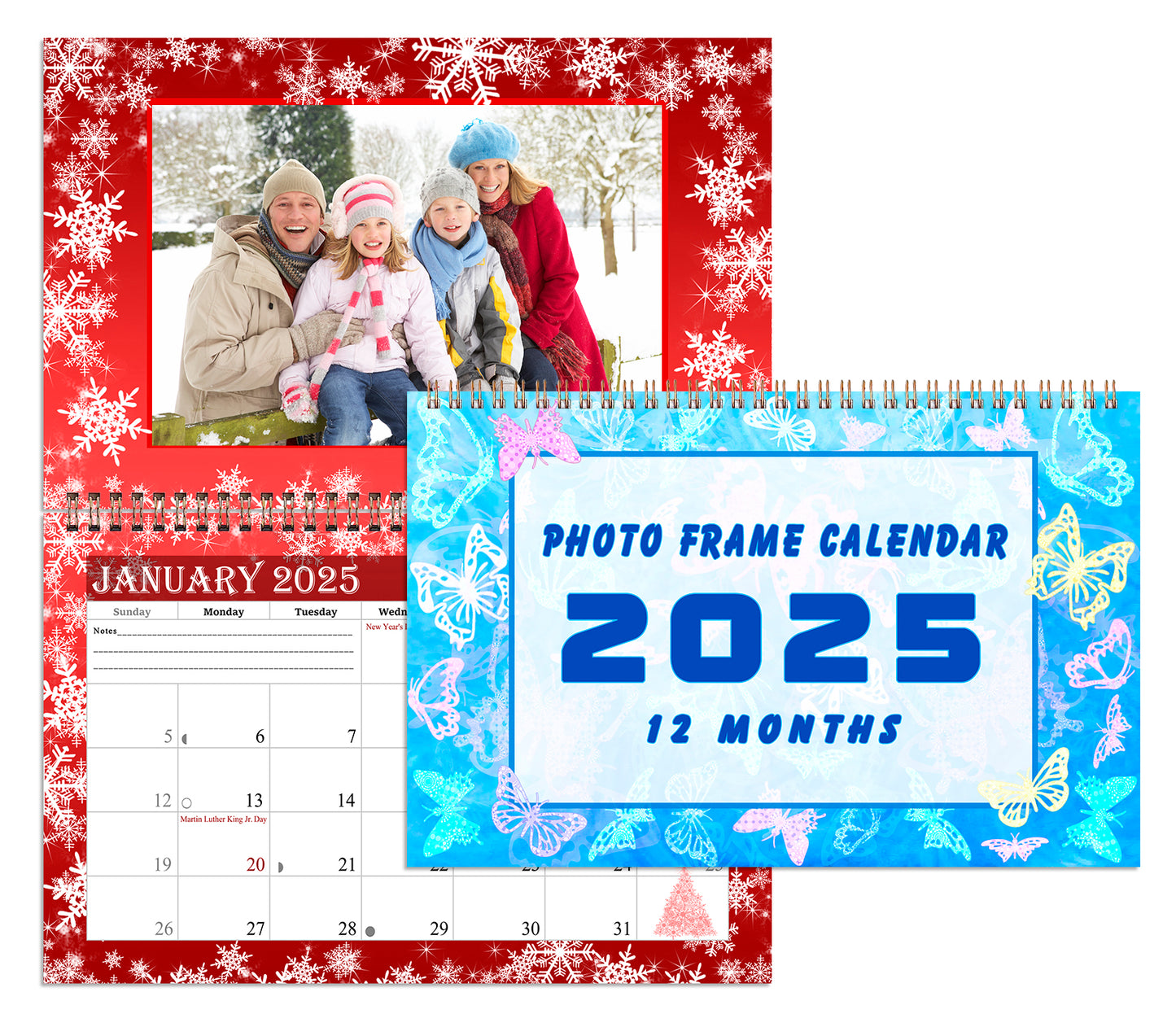 2025 Photo Frame Wall Spiral-bound Calendar (Add Your Own Photos) - 12 Months Desktop/Wall Calendar/Planner - (Edition #08)