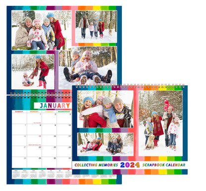 2024 Scrapbook Wall Calendar Spiral-bound (Add Your Own Photos) - 12 Months Desktop #015