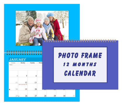 2026 Photo Frame Wall Spiral-bound Calendar (Add Your Own Photos) - 12 Months Desktop/Wall Calendar/Planner - (Edition #05)