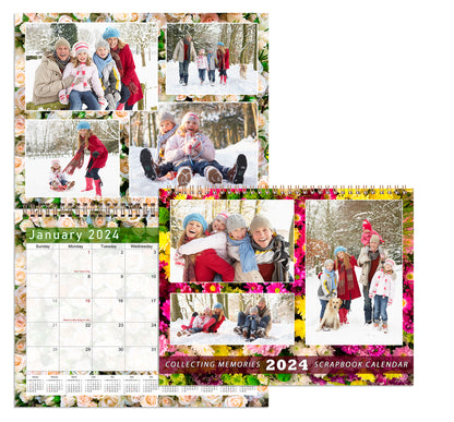 2024 Scrapbook Wall Calendar Spiral-bound (Add Your Own Photos) - 12 Months Desktop #012