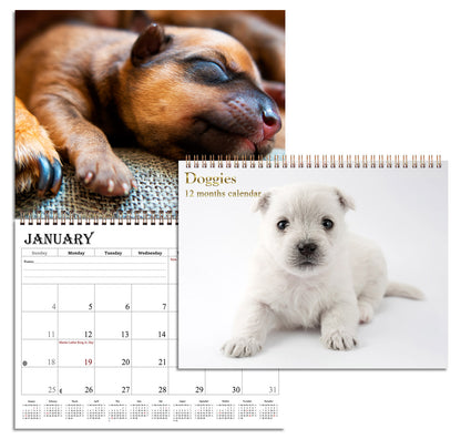 2026 Spiral-bound Wall Calendar (Dogs) - 12 Months Desktop/Wall Calendar/Planner