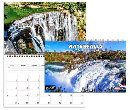 2027 Spiral-bound Wall Calendar (Waterfalls) - 12 Months Desktop/Wall Calendar/Planner