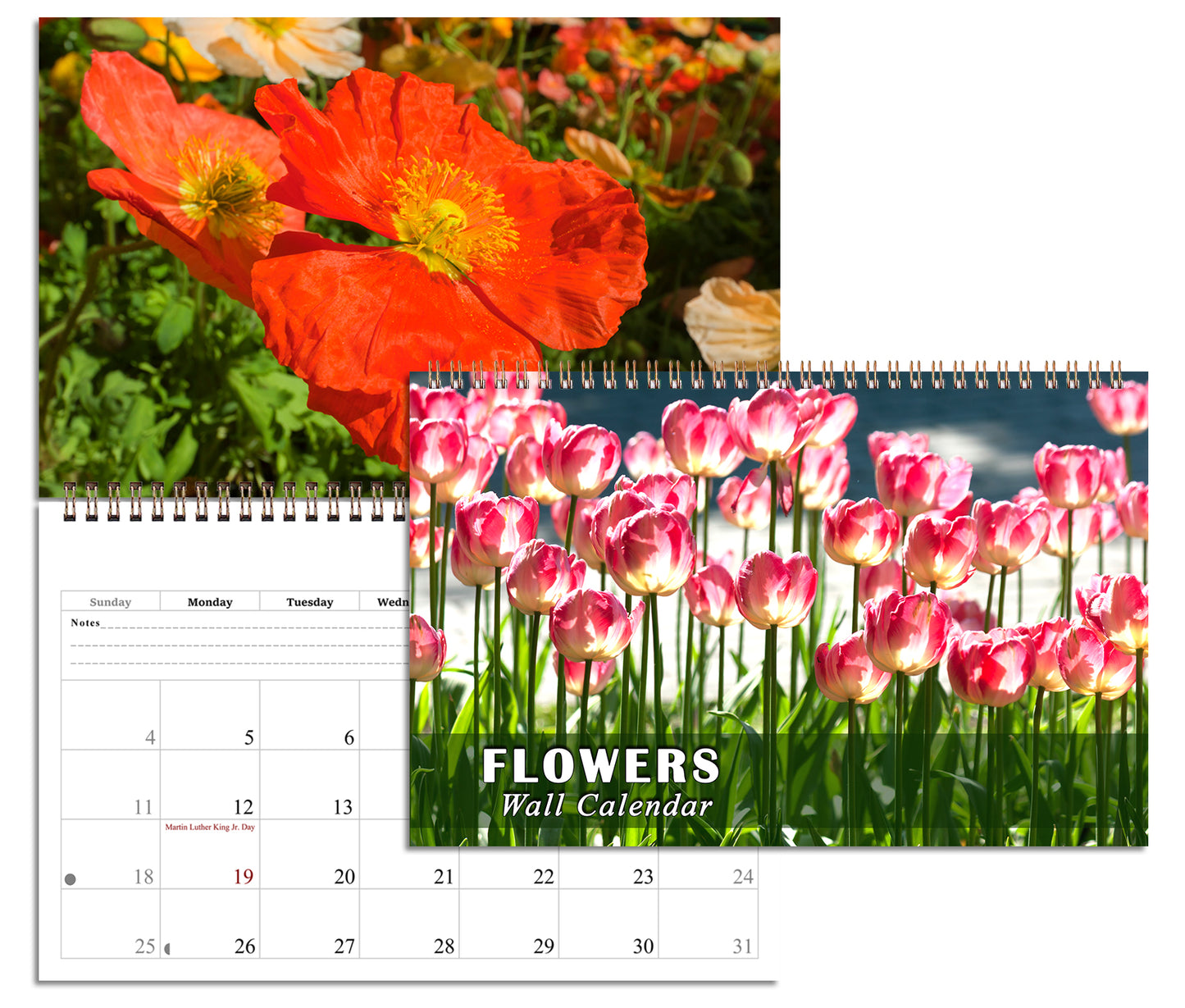 2027 Spiral-bound Wall Calendar (Flowers) - 12 Months Desktop/Wall Calendar/Planner