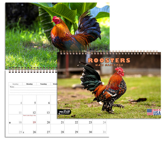 2027 Spiral-bound Wall Calendar (Roosters) - 12 Months Desktop/Wall Calendar/Planner